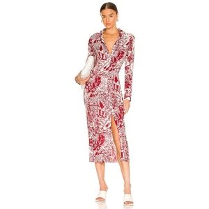 L'Acadamie Mia Midi Shirt Dress in Red Ceramic